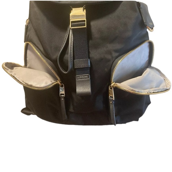 Tumi Backpack Rivas Nylon and Leather Trimmed with Gold Hardware - Picture 11 of 17